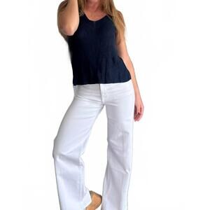 NEW MINT EXCLUSIVES italian viscose v-neck tank top in navy blue